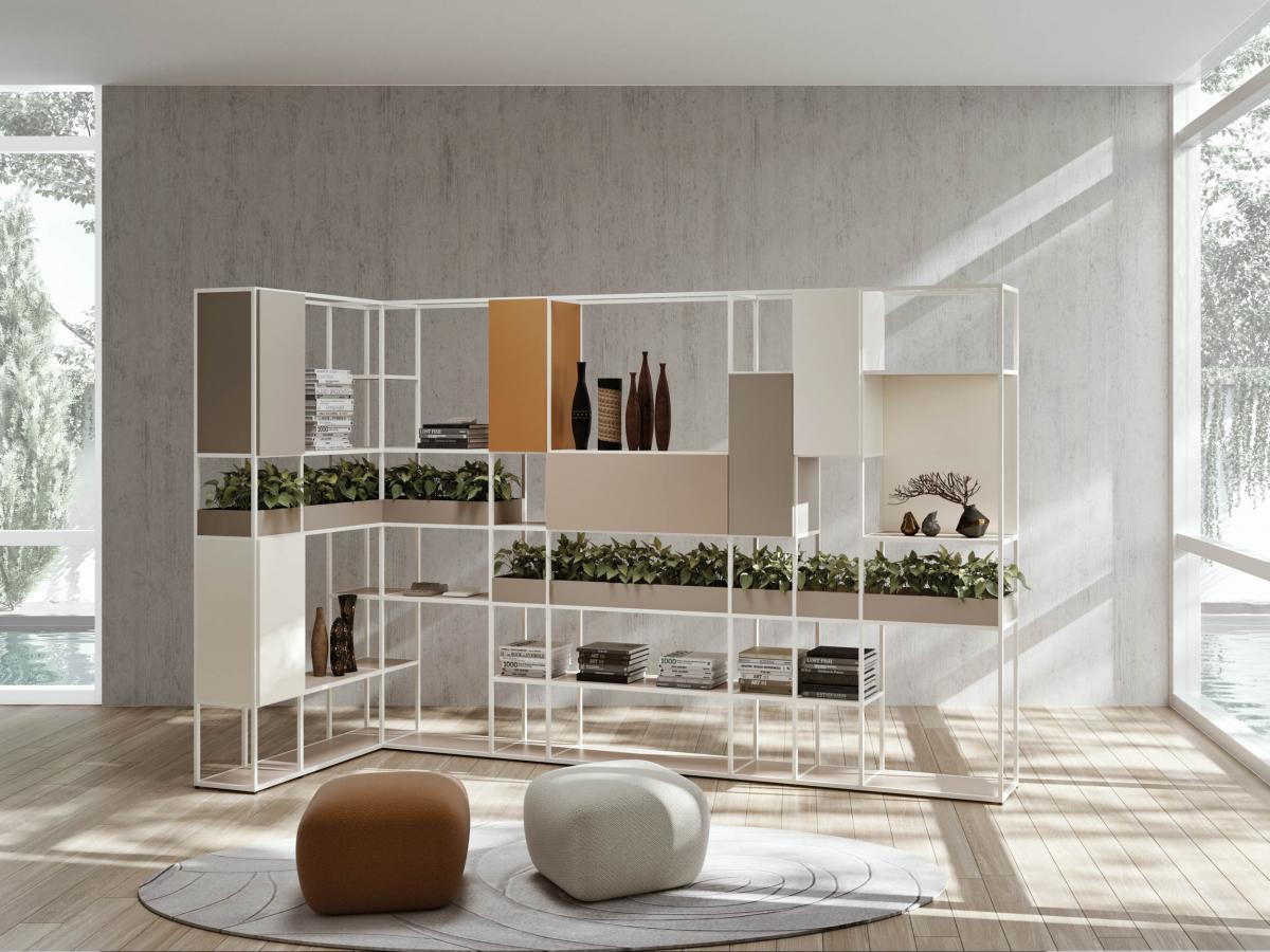 bookshelf with planter